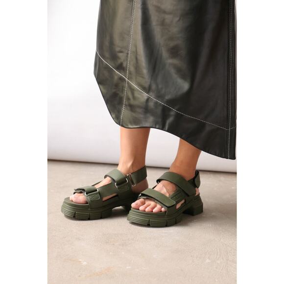 Ganni Trail Slingback rubber chunky sandals in kalamata/green Size EU 38 / US 8 - Picture 1 of 6
